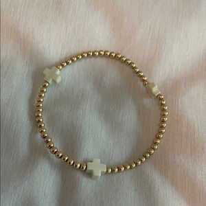 Gold and Cream Beaded Bracelet